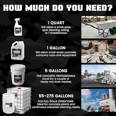 Heavy Concrete Remover Bundle Non-Corrosive Acid Alternative Dissolves Hardened Concrete, Safe on Metal & Paint, 1 Quart Spray + 1 Gallon Refill