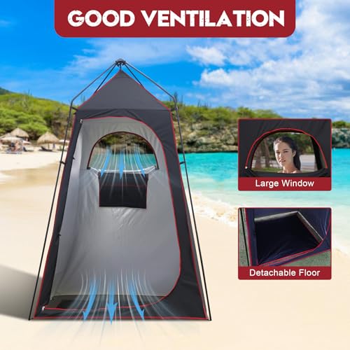 Camping Shower Tent, refugio portátil para ducha y privacidad al aire libre, 7.2 FT, fácil instalación, con piso y protección UPF 50+, ideal para senderismo, pesca y playa miniatura 6