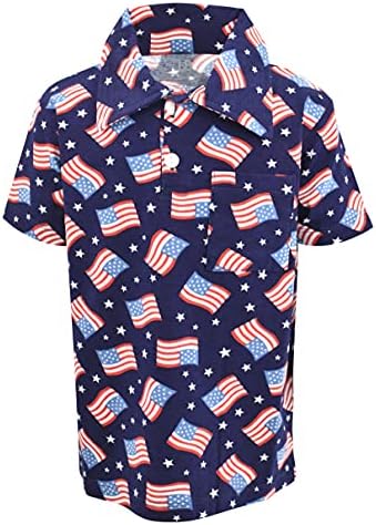Unique Baby Boys Patriotic Flag Print 4th of July Polo Shirt (4t, Flag)