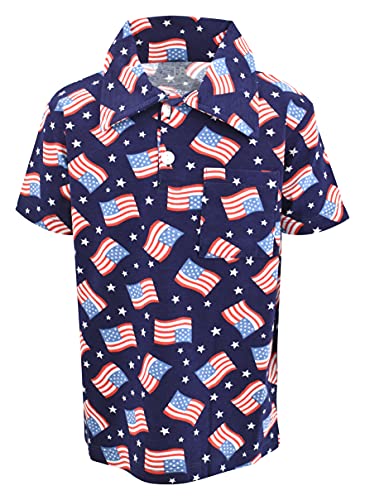 Unique Baby Boys Patriotic Flag Print 4Th Of July Polo Shirt (4T, Flag) #TOP16