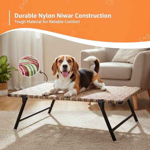 Image of Amazon Basics Leg Fold Dog Pet Bed | Nylon Niwar Durable | 24 x 36 x 12 Inch | Multi-Color
