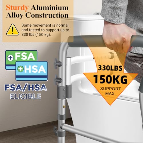 DePango Toilet Safety Rails for Elderly, Adjustable Handicap Toilet Seat with Handles, Sturdy Toilet Support Frame with Arms, Gifts for Seniors and Disabled - Image 4