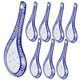 CLISPEED 8 Stück Keramiklöffel Teilig Chinesischer Stil Langlebige Ergonomische Suppenlöffel für Asiatische Küche Spülmaschinenfest Robust und Hitzebeständig für Suppe Brei und