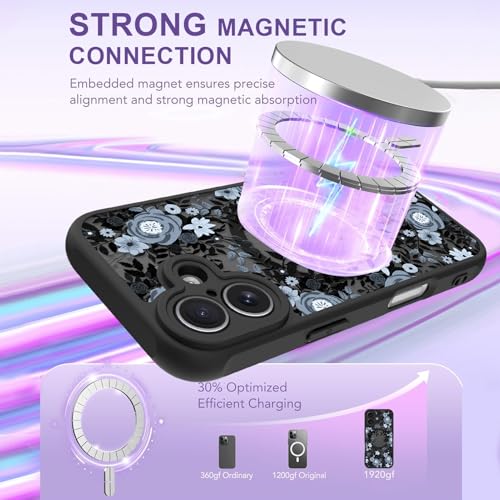 Fsoole Magnetic for iPhone 17 Case with Screen Protector, Black Flower by Fsoole - Used condition - Image 3
