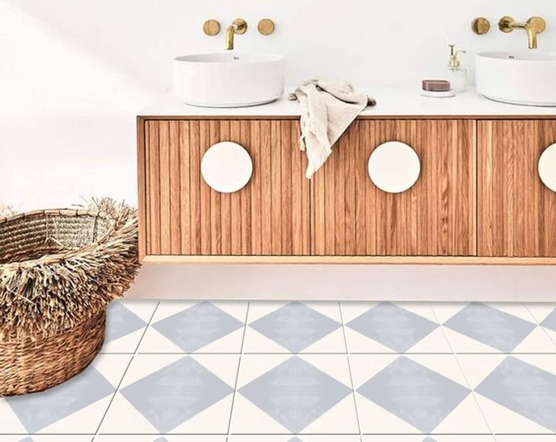 BleucoinRome Anti-Slip Peel and Stick Floor Tile Stickers for Bath, Kitchen, Laundry Floor - Water-Resistant & Removable (12, 13" x 13")