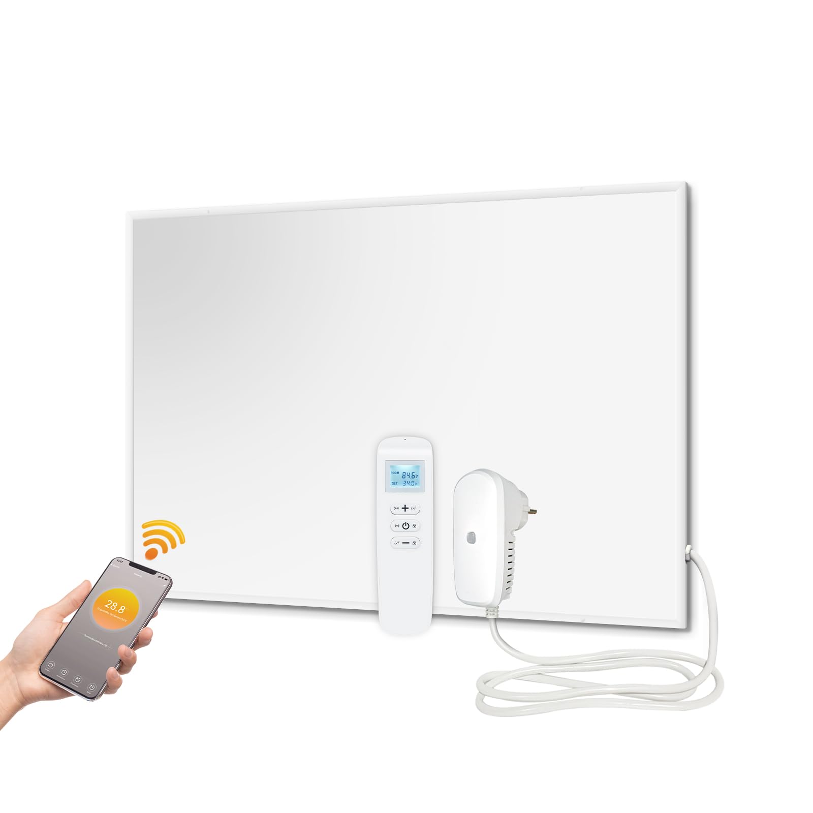 Infrarotheizung 520W WiFi Thermostat mit Fernbedienung Überhitzungsschutz Heizplatte Wandheizung Elektroheizung