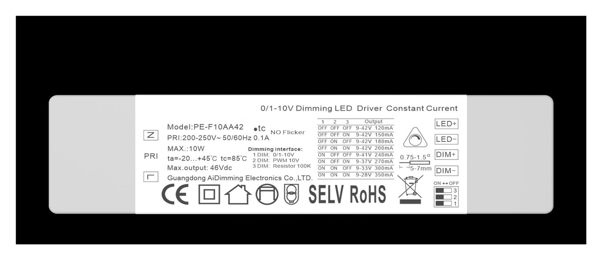 Gradation profonde sans scintillement avec l'alimentation F10AA 0-10V