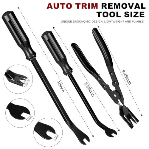 Image of 18Pcs Auto Trim Removal Tool Kit, Clip Plier Set and Fastener Remover Black