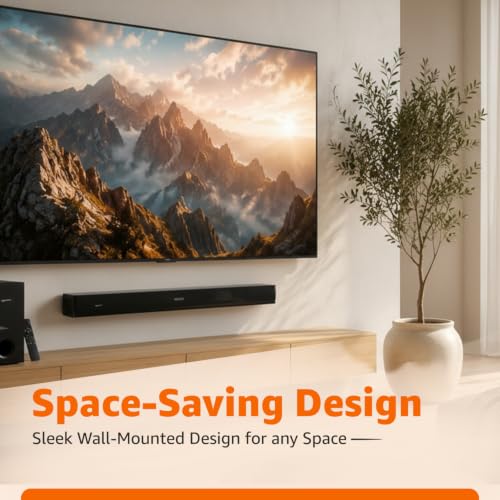 Image of amazon basics 160W Soundbar with Subwoofer, 2.1 Channel Sound System for TV, 6.5 inch Bass Driver, HDMI ARC, Optical, Bluetooth 5.3, USB, AUX, Remote Control, Black