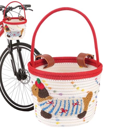 Cestas para Bicicletas Infantiles - Almacenamiento de Asiento de Cuerda de Algodón con Diseño de Perro - Cesta de Bicicleta para niños - Niñas y Niños, Las Compras, Montaña, Ciclismo, Playas