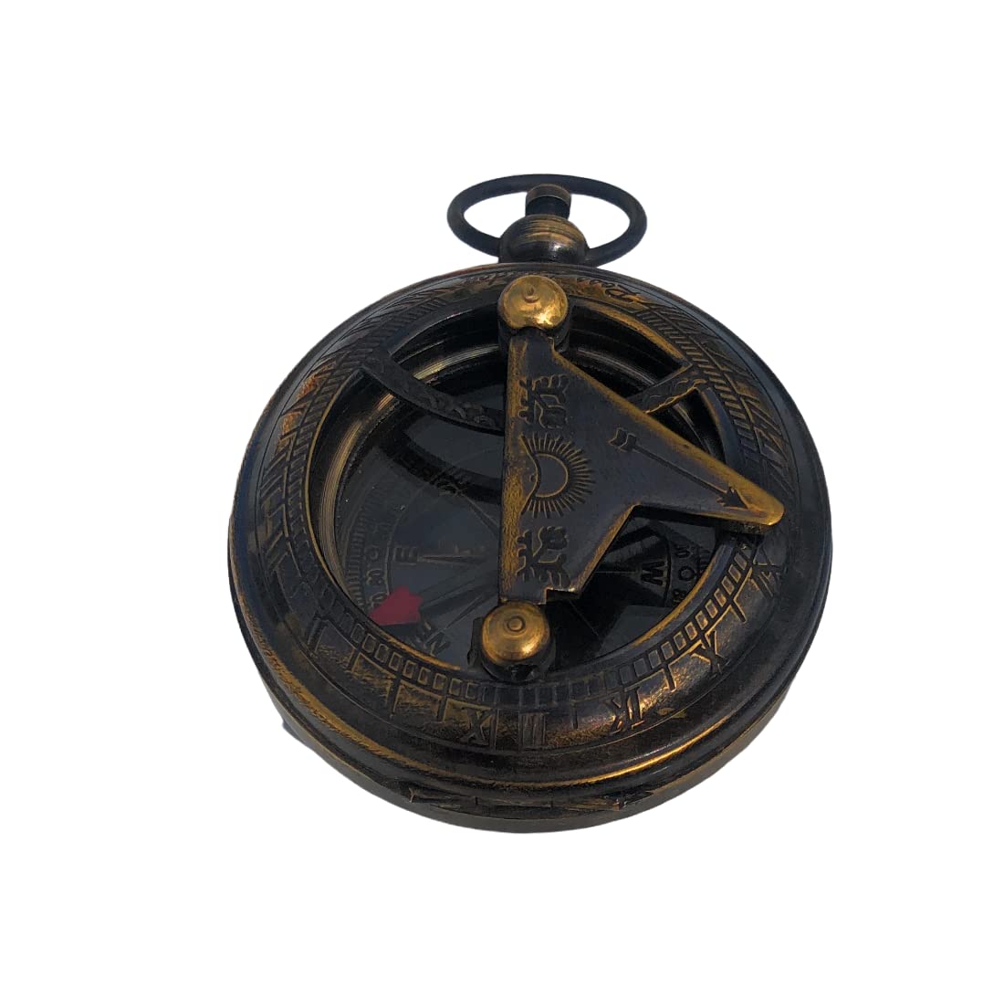 Nauticalmart - Brújula de latón con botón de presión, Antique