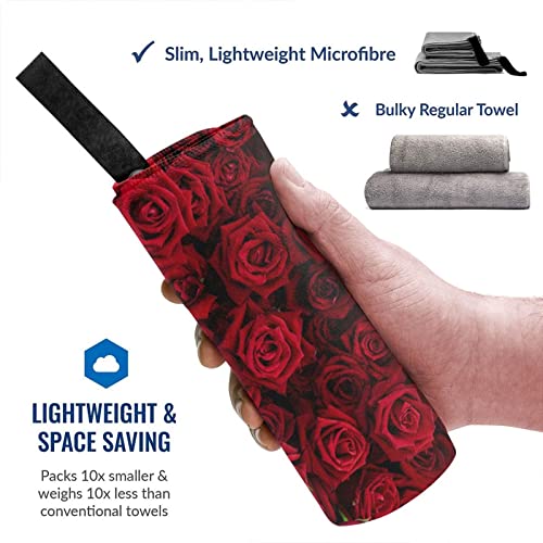 Red Blossom Roses Beach Towel Quick Dry Towel Sand Free Beach Towel Microfiber Beach Towels For Pool Travel Swimming Camping Backpacking 31X63 Inch #TOP3