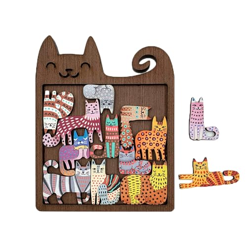 Puzzle en bois pour chats, puzzles super stimulants en bois pour femme, décoration de chaton, cadeaux en bois pour femmes, cadeaux pour filles, puzzle IQ pour festival, anniversaire, cadeau pour