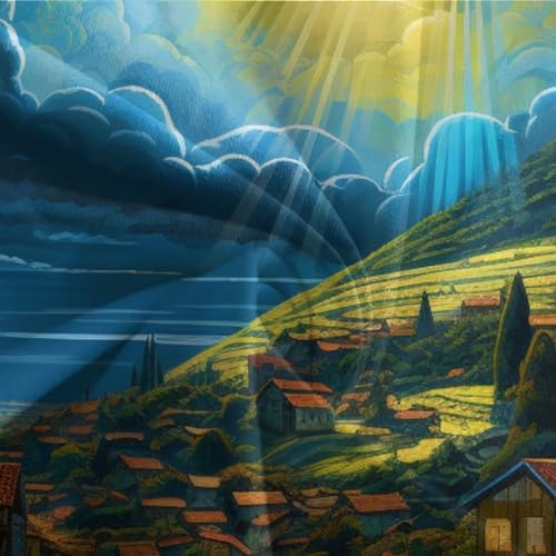 Housse de couette village 3D microfibre 135x200cm avec sa taie d'oreiller pour lit simple - 7