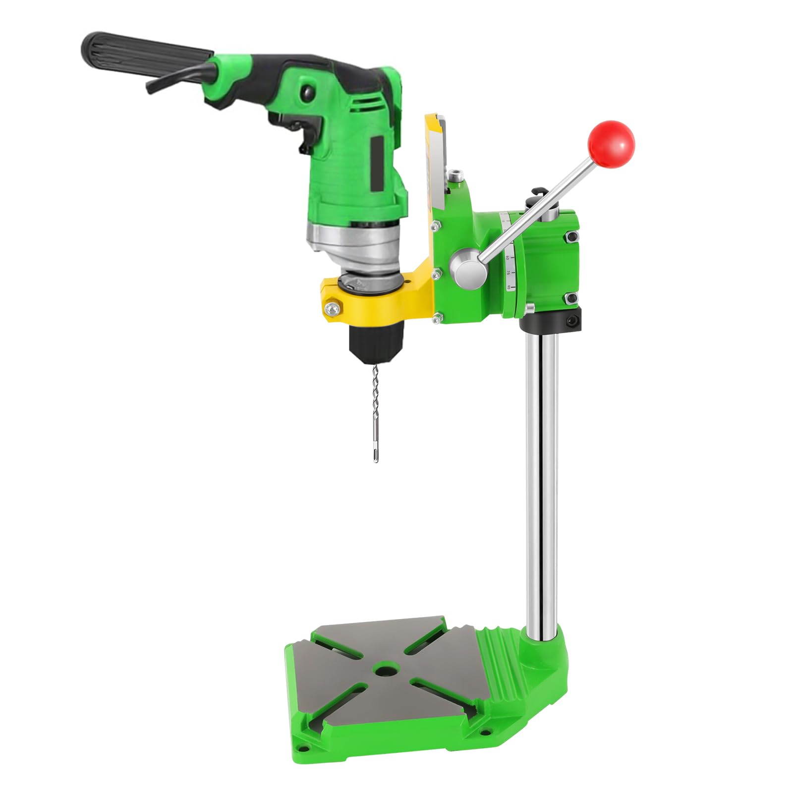 Candygou Green Bench Drill Stand, Multifunction Drill Press Floor Stand, Drills Press Workbench Top Table Holder With Fixing Holders, 0-90° Bench Clamp Drills Holders, 38-43Mm Clamp Diameter, For Home Industry Work