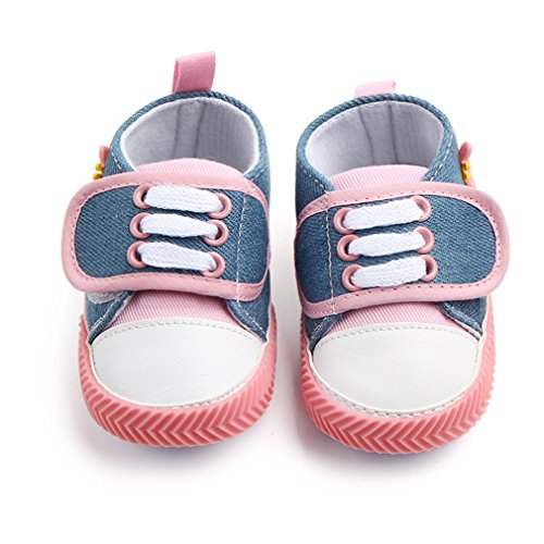 Oaisnit Baby Canvas Shoes - Infant Boys Girls Crib Shoes Toddler Denim Sneakers First Walkers For 0-18 Months (4.2 Inches (0-6 Months), Pink) #TOP2