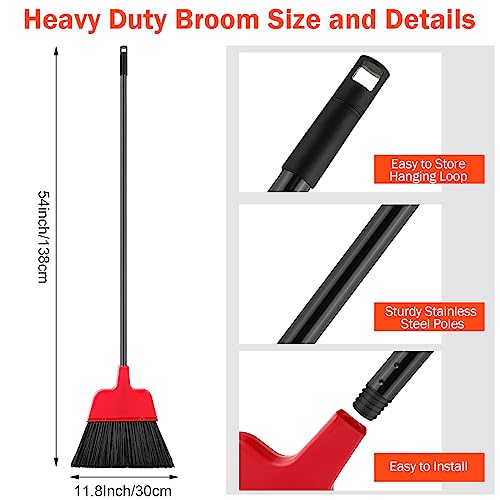 Roshtia Robuster Besen für den Innen- und Außenbereich, 137 cm, mit verstellbarem langem Griff, Bodenreinigungszubehör für Innenhof, Garage, Lobby, Terrasse, Geschäft, Heimbüro, Rot, 10 Stück – Bild 3