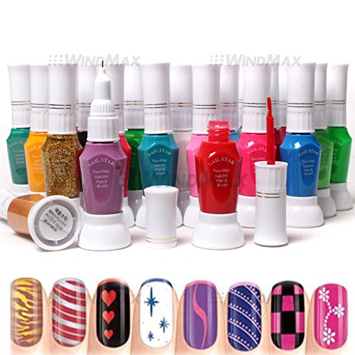 Professional 24 Colors Two Way Nail Art Polish Brush & Pen Varnish Polish - One Set