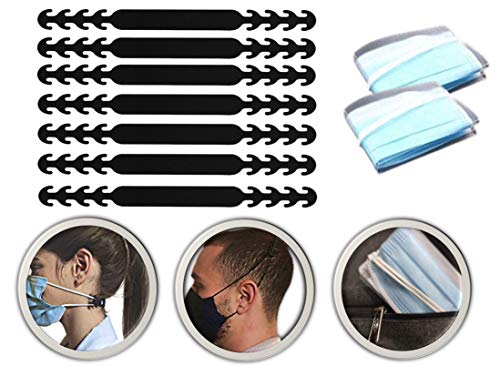 Salvaorejas para Mascarillas (7 + 2 pcs) de plástico para niños y adultos. Sujeta mascarillas extensor protector de orejas extensible. Enganches para Mascarillas con 2ud Guarda Mascarillas de Regalo Cover