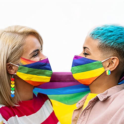 9 Pairs Rainbow Earrings Pride Earrings Rainbow Mesh Drop Clip On Earrings Lightweight Chain Rainbow Earrings Love Wins Dangle Post Earrings Round Heart Rainbow Drop Earrings For Women Girls Men #TOP5