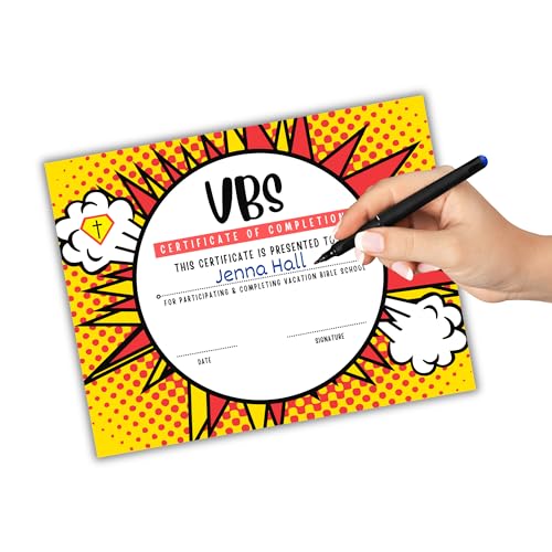 Certificado de VBS Vacation Bible School con diseño de superhéroes gamer 2