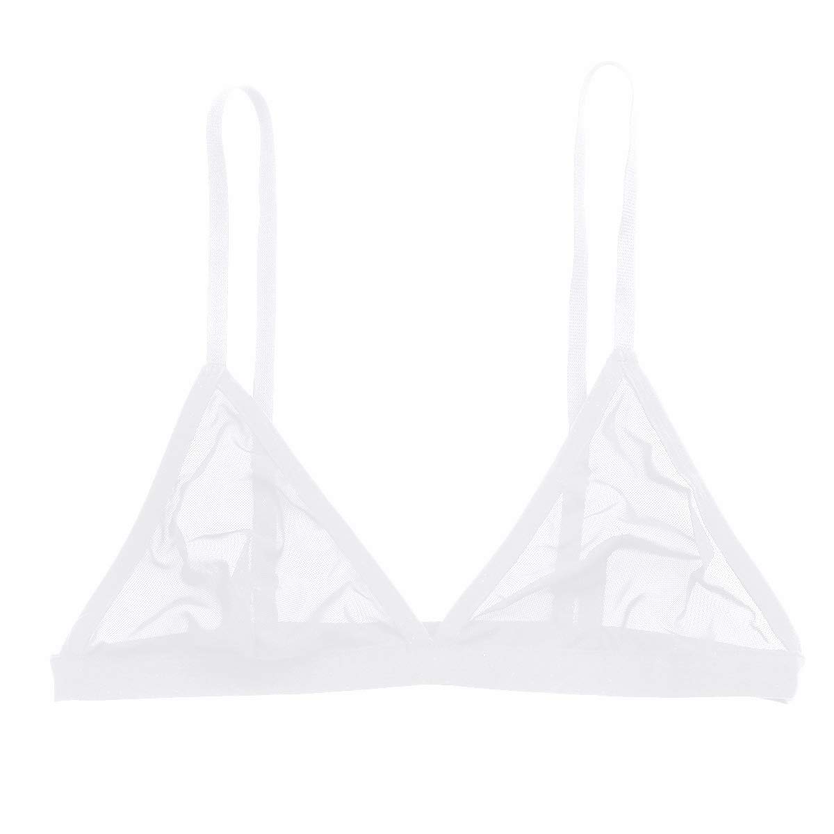 Womens Sexy Sheer Mesh Bra See Through Unlined Low-Cut Everyday Bra Bralette
