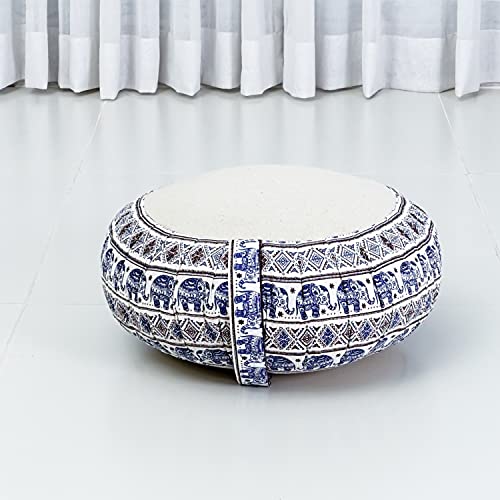 Image of Leewadee Meditation Cushion Set - 1 Round Zafu Meditation Pillow and 1 Square Roll-Up Zabuton Meditation Mat, Pillows Bundle Filled with Kapok