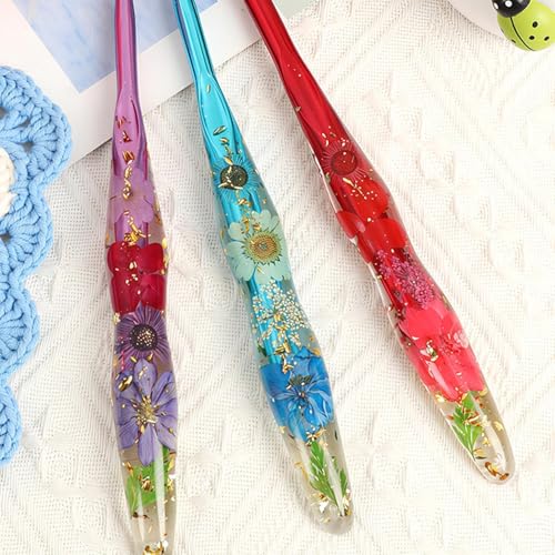Ganchos de ganchillo de 9 piezas con mango ergonómico que evita el dolor de manos 7