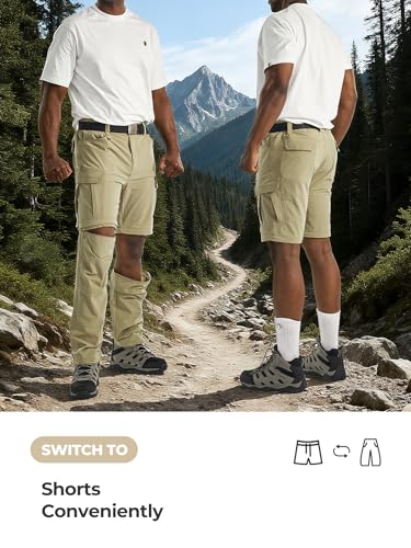 Men's Convertible Hiking Pants Waterproof Quick Dry Zip-Off Lightweight Tactical Multi-Pocket Outdoor Fishing Safari Trousers2