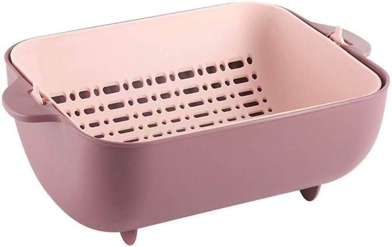 Multifunctional Kitchen Rolling Colander,Strainer with Handle,Double Layered Basket for Pasta or Washing Fruits Vegetables Salads(C)