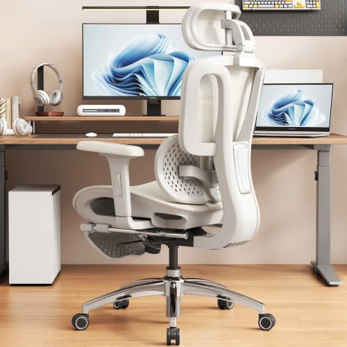 Image of Vonesse Ergonomic Office Chair,Desk Chair with Adjustable 3D Headrest and Armrests, Gaming Chair with Dynamic Lumbar Support & Adjustable Depth Breathable Mesh Seat (White)