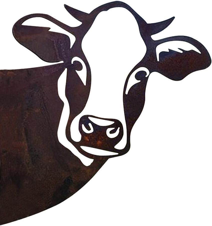 Dimengya Animals Metal Wall Art Decor, Funny Peeping Cow