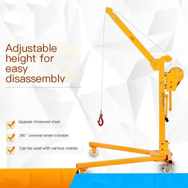 Mobile Portable Foldable Cranes, Hand Crank Small Cranes, Household Lifting Lifting Machines MINGPING(300kg Hand cranked+Electric 12V)