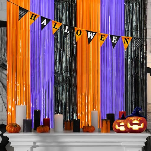 Image of OHOME Halloween Decorations - Halloween Party Decorations | Trick or Treat Backdrop Banner for Wall Door | Halloween Birthday Party Favors Supplies Indoor Outdoor