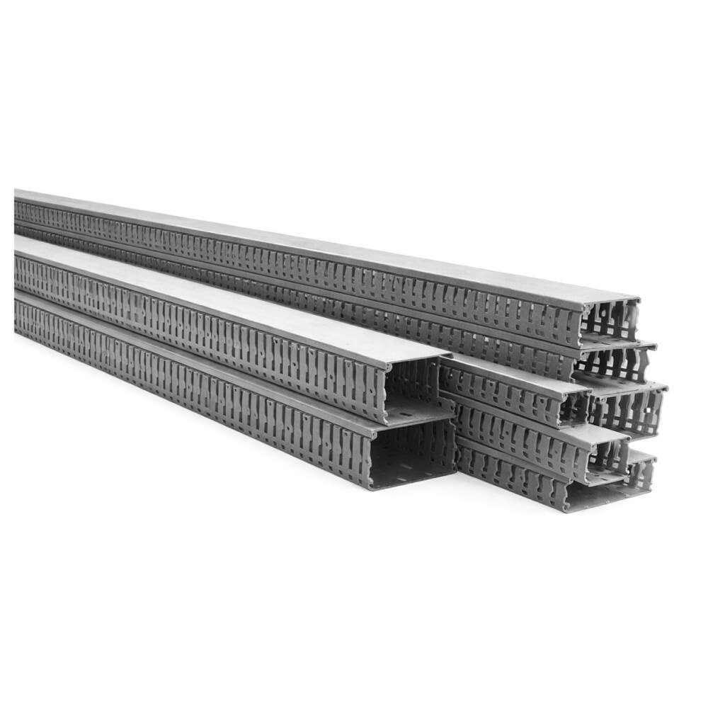 Canaleta Ranurada 40x80 – 2 Metros – PVC Resistente – Gestión De Cables – Montaje Sencillo – Apto Para Instalaciones Eléctricas – Gris