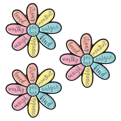 Lot de 3 Broches en Émail Motif Fleurs, Badges Métalliques Colorés Inspirants pour Vêtements, Sacs et Chapeaux, Accessoires de Décoration, Cadeau...