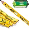 Clarke Brothers Carpenter Pencils Set of 6Pcs – Construction Pencils with Built In Spirit Level – Premium Carpenter Tools for Builders, Contractors, Enthusiasts – Durable Wood
