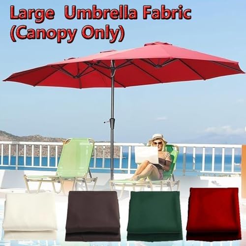 12 Ribs Double-Sided Patio Umbrella Replacement Canopy - 15x9ft Outdoor Market Umbrella Top Cover, Durable Waterproof Canvas, Perfect for Garden & Deck Use