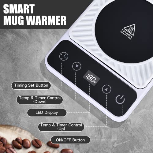 Image of Mug Warmer - Electric Coffee Mug Warmer with Timer,Coffee Cup Warmer for Desk Auto Shut Off,Smart 6-Temperature Control, Coffee Accessories for Coffee Lovers, White | Coffee Cup Warmer for Desk Auto Shut Off,Smart 6-Temperature Control, Coffee Accessories for Coffee Lovers, White