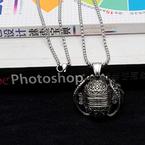 5 Pics Photo Necklace Love Heart Locket Expanding Photo Pendant Ball Locket with Wing Design Necklace4