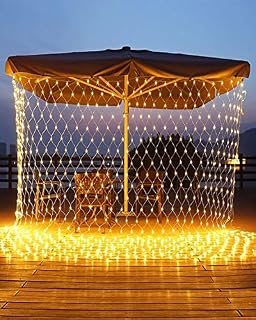KALAHOL LED Net Lights Outdoor Decorations, 3m x 2m Net Lights Outdoor, 8 Modes 200 LED Net Lights Mains Powered with Remote & Timer, IP44 Waterproof Mesh Lights for Indoor Outdoor Decoration