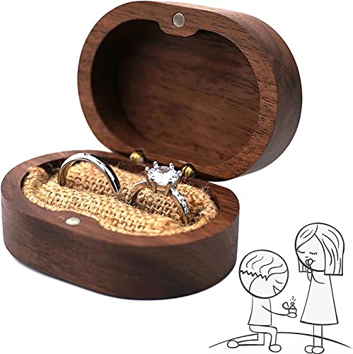 Caja de Madera para Anillo, Joyero Caja de Anillo, Nogal Ring Box,Joyero Caja de Anillo, Caja de Anillos de Madera de Nogal para el Compromiso, Anillo de Bodas Cover