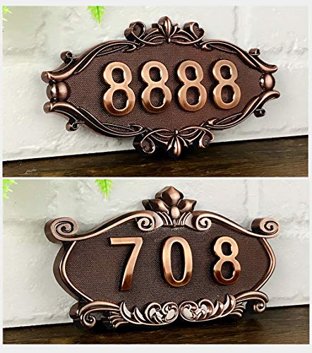 3D Vintage Address Plaque Decorative Garden Number Wall Plaque Rustic Metal Antique Copper Personalized House Sign for House, Apartment, Public Facilitiesy, Office (Middle Ages) - Thumbnail 5