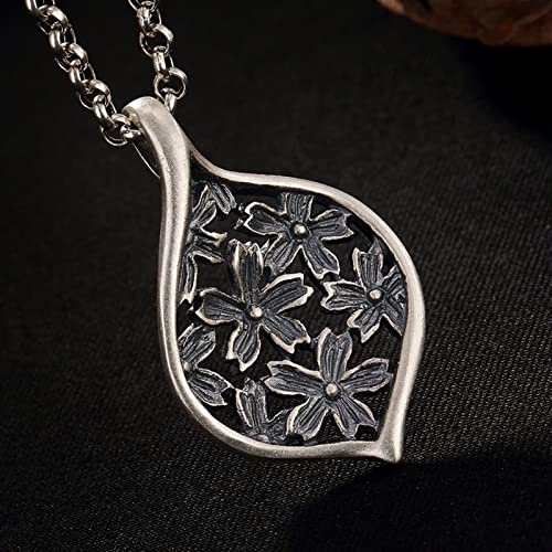 Pendentif pull dames en argent S925, chaîne de chandail creux - 3