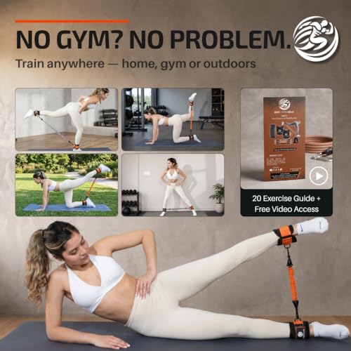 Image of Ankle Resistance Bands with Cuffs & Bonus Fabric Resistance Bands for Working Out - Home Workout Set for Legs, Glutes, Yoga, Pilates, Strength Training Women & Men - Includes Bag & Guide