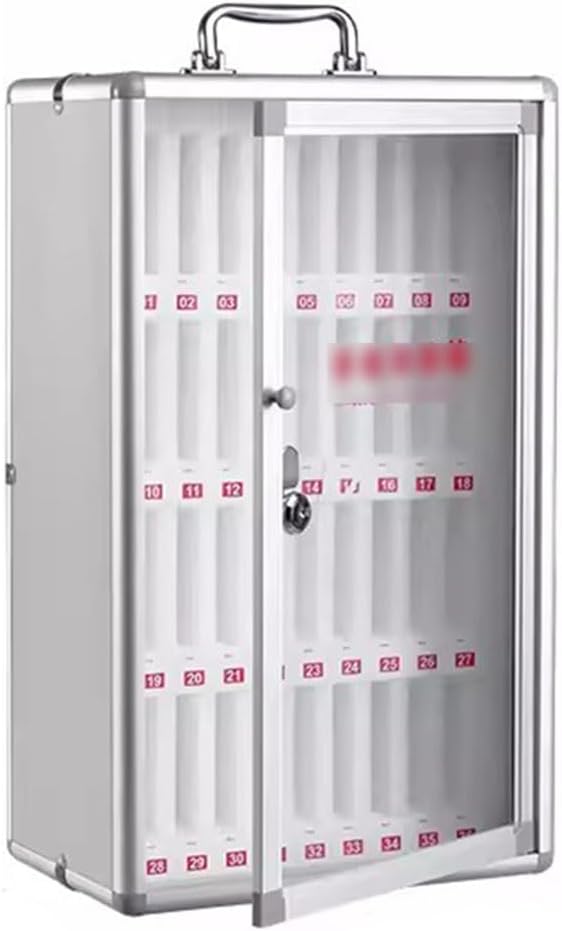 Cell Phone Locker Box for Classroom with Door Locks and Keys Clear Acrylic Jail Storage Cabinet，Wall-Mounted Lockable Mobile Phone Storage Cabinet - Silver 12 Units, Secure Phone Suitcase Or
