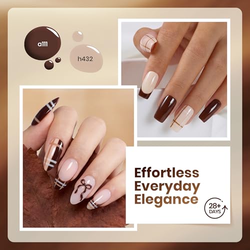 Image of Beetles Brown Gel Polish Set - Cocoa Cashmere, 6 Colors Chocolate Brown Gel Nail Polish Set, Soak Off UV LED Fall Nails Art, Long-Lasting Manicure Salon DIY Home Holiday Nails Art