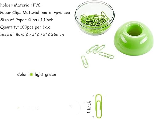 Miniatura 3 de Soporte magnético de clip de papel verde lima, 100 clips de papel de 1.102 in (1.1 pulgadas), bonitos suministros de oficina para organizador de