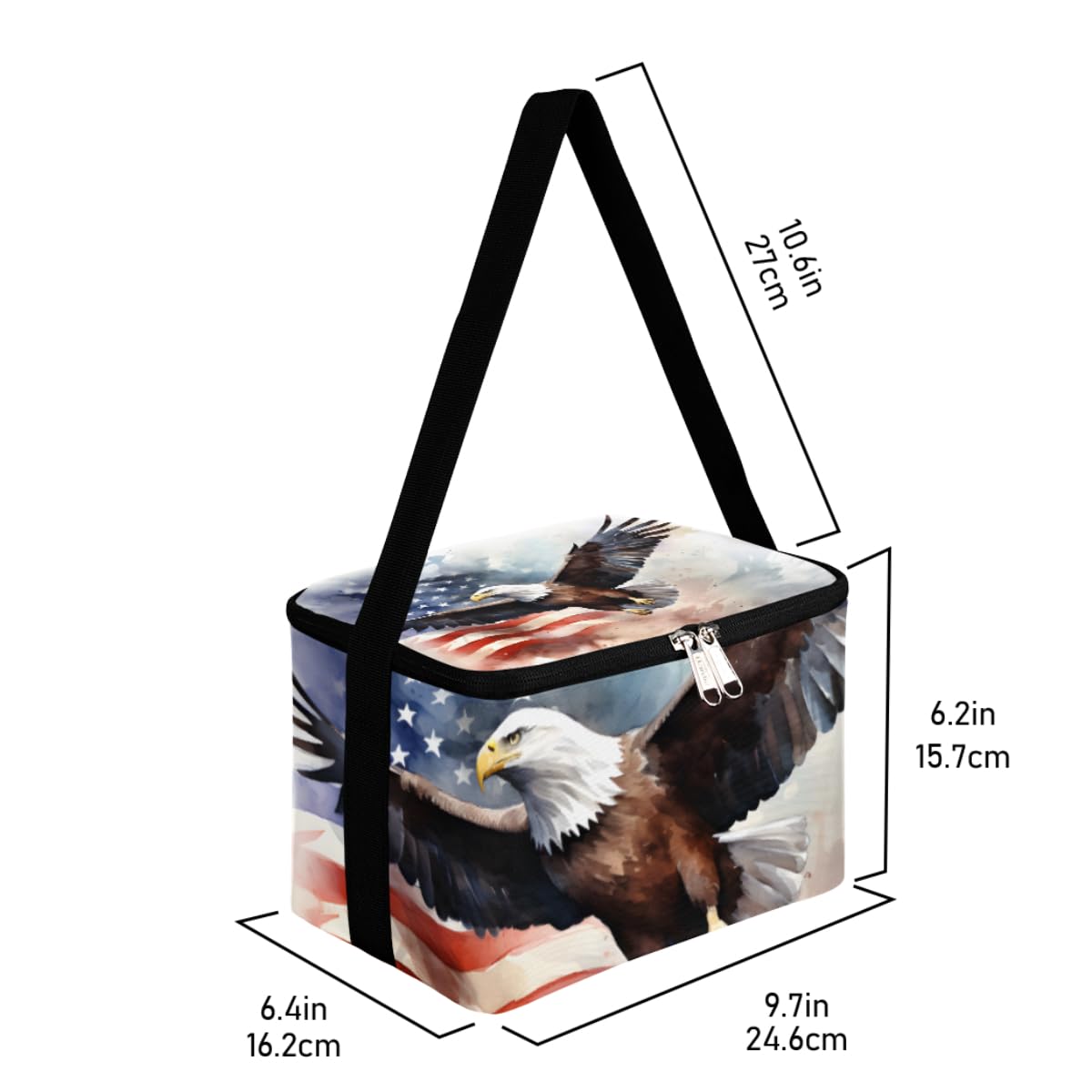 GzLeyigou Lunch Bags for Women Men 9 Cans,Freedom Eagles Hot & Cold Food Delivery Bag Insulated Grocery Bag Insulated Lunch Box Cooler Bag for Office Work Picnic Beach