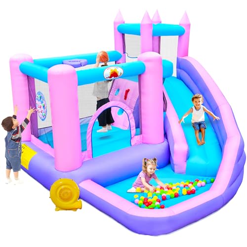 WELLFUNTIME Inflatable Bounce House with Slide, Kids Jumping Castle with